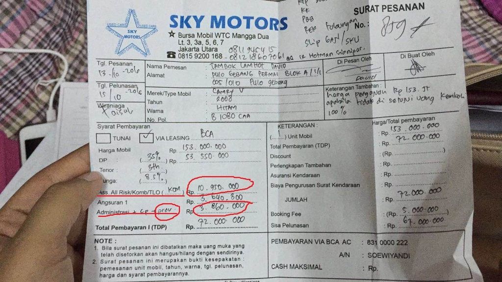HATI-HATI beli mobkas di SKY MOTOR, WTC MANGGA DUA LT.3, 5, 6, 7. (PENIPUAN ALERT!)