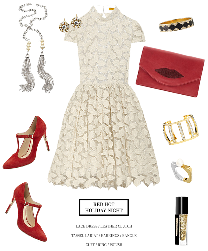 Outfit Inspiration: Red Hot Holiday Party | Bangles & Bungalows Alice & Olivia Jayna Dress
